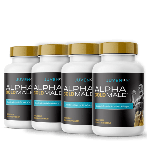 Four containers of Juvenon's alpha gold male supplement