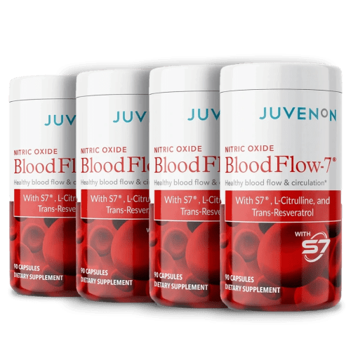 Four containers of Juvenon's blood flow-7 supplement